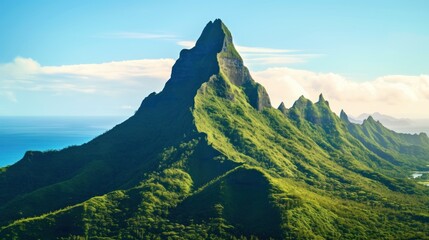 View on the peak mountain, Maupiti, French Polynesia. - obrazy, fototapety, plakaty