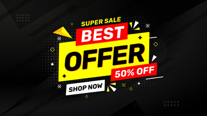 Best Offer Discount banner. Offer sale banner vector template. Sale label and discounts background, Discount Promotion marketing poster design for web and Social. Vector Illustration.