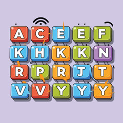 2d vector illustration for  learning cartoon character design for letters of the English language
