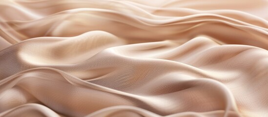 Fototapeta premium Detailed close up of luxurious beige silk fabric texture, elegant textile background