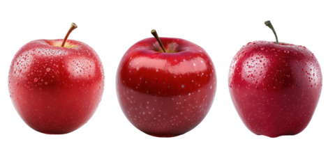 fresh and healthy red apple fruit in set of three