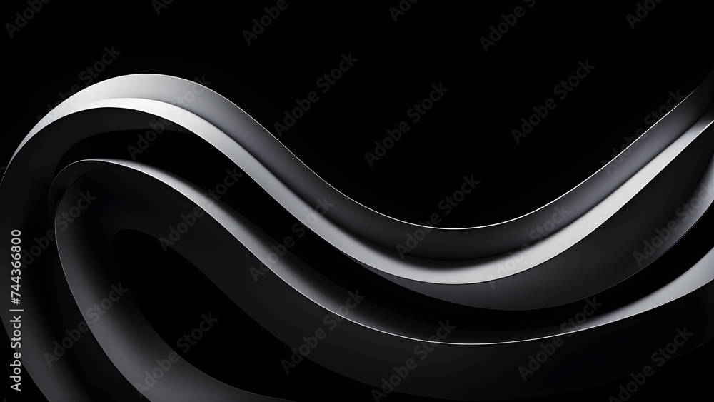 Aufkleber twisted-curve-shape-emerges-in-3d-abstraction-stark-against-a-black-backdrop-shadows-playing-along