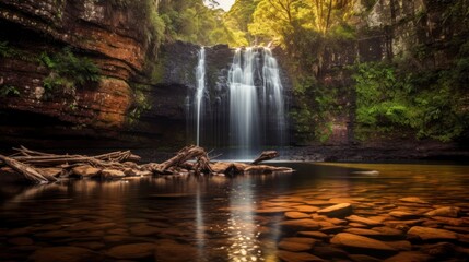 Fototapeta na wymiar Scenic long exposure image of McCammon Branch Falls in Kentucky, beautiful Elakala Falls in Blackwater Falls State Par.