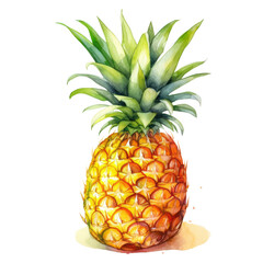 fruit - fresh.Persimmon., Pineapple illustration watercolor