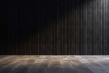 abstract background from black wall with floor and sunlight - obrazy, fototapety, plakaty