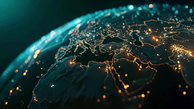 futuristic digital earth global communications concept Generative AI