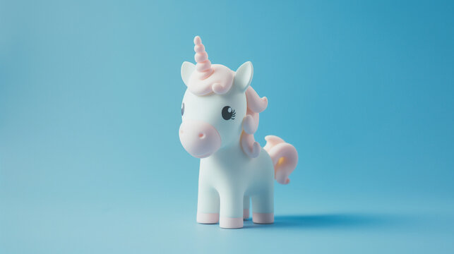 Minimalistic Unicorn Model in Pastel Setting. Generative AI.