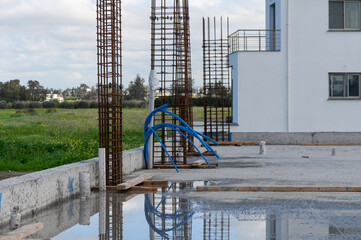 Naklejka premium reinforcement at a construction site for concreting 1