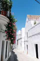 White-Washed Street of Andalusian Village, clear blue sky