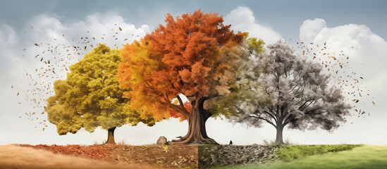 illustration Tree with many season