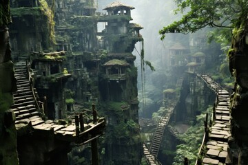 An ancient building stands in the heart of the jungle