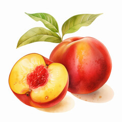 fruit - delicious.Peach. ,Peach illustration watercolor