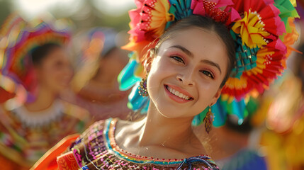 Girl face in festival, Cinco de Mayo holiday background, Cinco de Mayo holiday background, ai generated