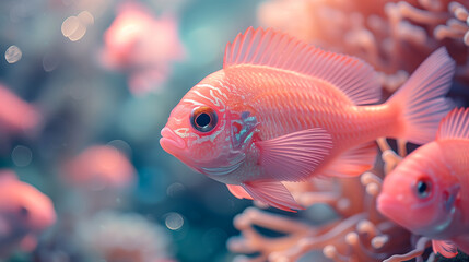 鮮やかなピンク色の魚 - obrazy, fototapety, plakaty