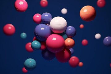 abstract multi-colored spheres on dark blue background