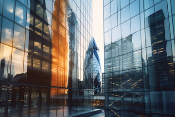 abstract of modern office buildings in london financial district - obrazy, fototapety, plakaty