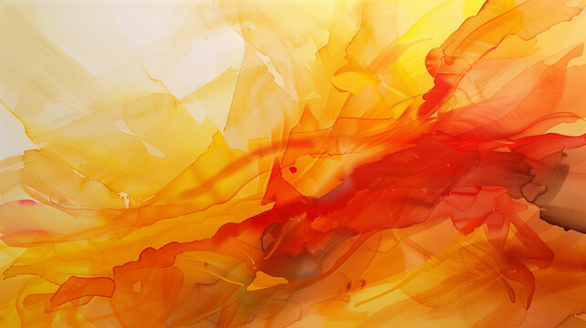 Abstract Watercolor Blends: Vivid Orange and Soft Peach Hues Flowing in Ethereal Cloud-like Formation