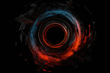 abstract swirl with a hole in the middle on black background - obrazy, fototapety, plakaty