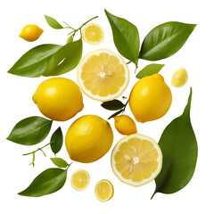 fruit - Dainty. Delicious lemons with leaves