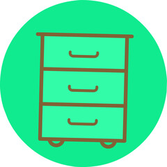 bedside table drawer on green background