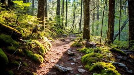 Fototapeta na wymiar Beautiful autumn forest mountain Trail