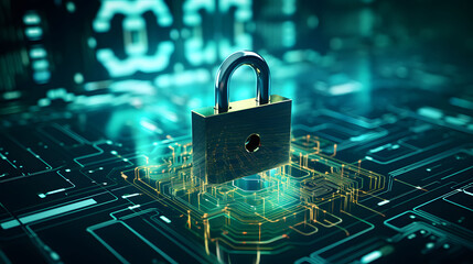  A lock icon surrounded by binary code, symbolizing encryption and data security
 - obrazy, fototapety, plakaty