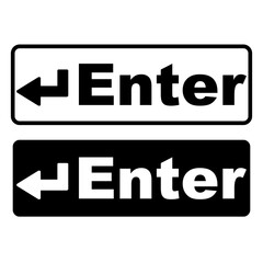 Enter button or symbol for computer keyboard or digital keypad, Vector design of flat icon on white isolated background.
