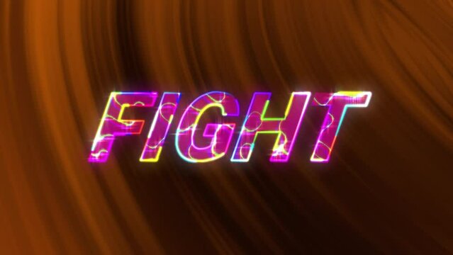 Animation of fight text over light trails background
