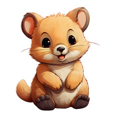 Fototapeta premium Cute Quokka Cartoon Illustration Isolated on Transparent Background