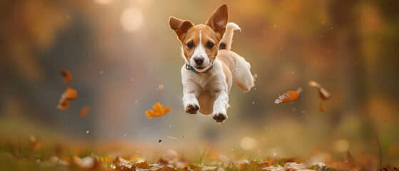 Joyful Jack Russell Terrier Running in Sunlit Field