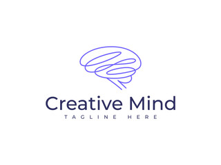 brain logo vector illustration, creative mind logo template