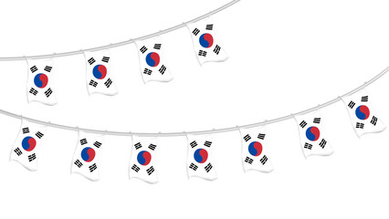 Close up of Japanese flag bunting to celebrate Japanese National Day 11 February isolated on green screen