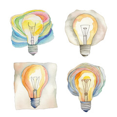 hand drawn watercolor lightbulbs, vector graphic resources