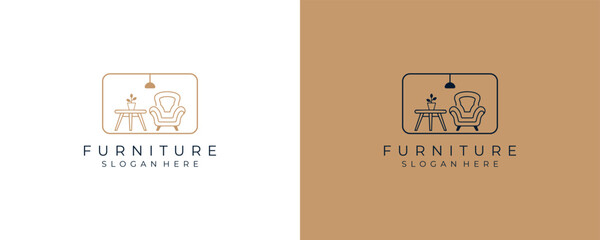 Modern furniture symbol logo design template