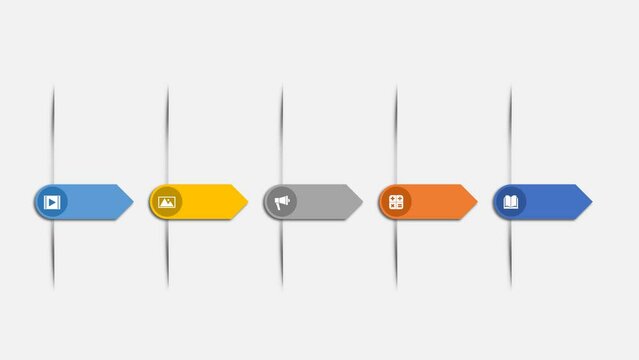 Animation colorful blank shape for design infographic time line templates on gray background.