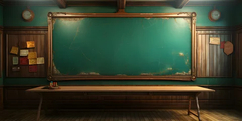 Foto op Plexiglas Blank Chalkboard in the Classroom © Resdika