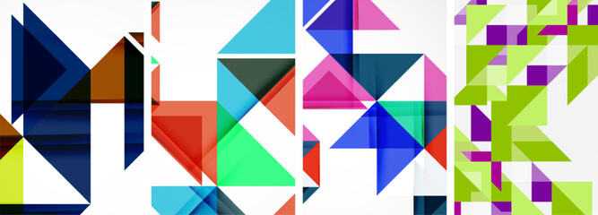 Set of colorful triangle poster cover template backgrounds. Vector illustration For Wallpaper, Banner, Background, Card, Book Illustration, landing page