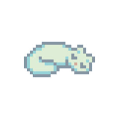 Obraz premium Sleeping kitten. Cat icon. 80s style pixel art. Logo pet shop, mobile applications. Stickers design. Video game sprite. Isolated vector illustration.