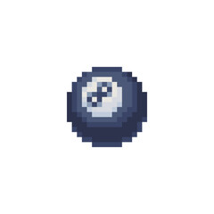 Fototapeta premium Billiard ball icon, isolated vector illustration. Board game billiards pixel art 80s style. Design logo, sticker, app. Game assets 8-bit sprite.