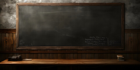 Blank Chalkboard in the Classroom. Back to School - obrazy, fototapety, plakaty