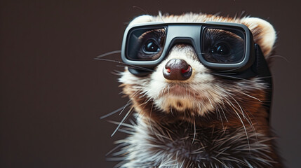 ferret with vision virtual reality sunglass solid background