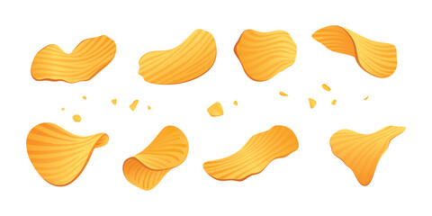 set of potato chips vector element