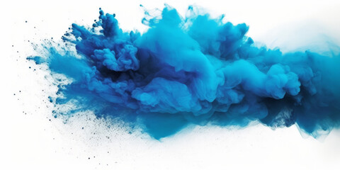  a blue splash painting on black background, blue powder dust paint blue explosion explode burst isolated splatter abstract. blue smoke or fog particles explosive special effect