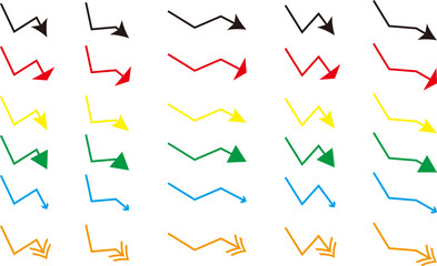 たくさんの下向き矢印セット