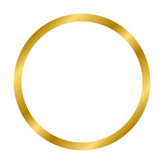 Gold shiny glowing vintage circle frame with shadows isolated on white background. Gold realistic square border. Vector illustration