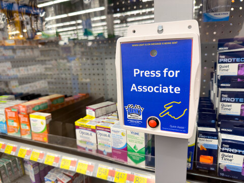 Press for Associate help to unlock locked up merchandise. Glass doors locking lots of smaller merchandise in many Walmart stores across the country.. Seen on Feb 22, 2024 in Los Angeles, CA.