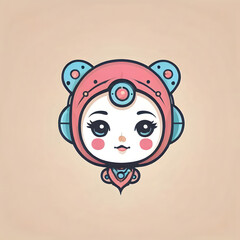 Fototapeta premium Cute Robot Girl's Face Logo 