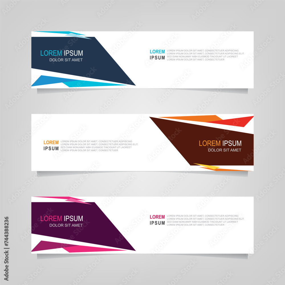 Poster set of modern polygonal vector abstract banner design web template