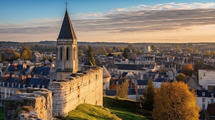 Panoramic view of Poitiers city landscape - obrazy, fototapety, plakaty
