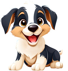Cute puppy sitting smiling. Cartoon character
